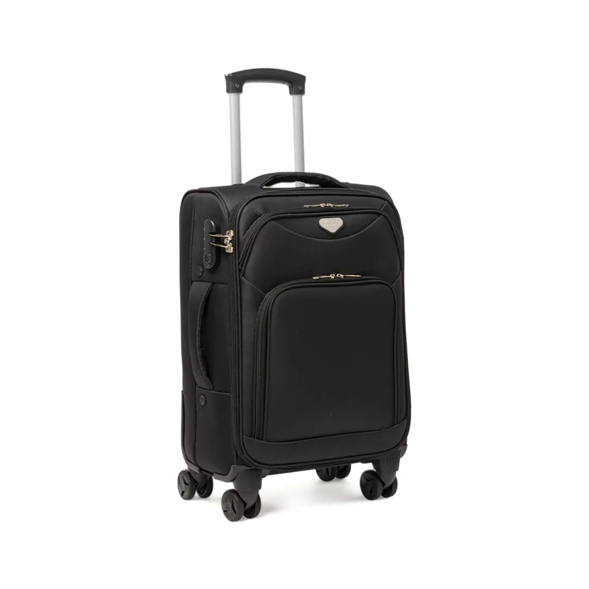 Bagaglio a mano nero Romeo Gigli Milano in tessuto con ruote spinner