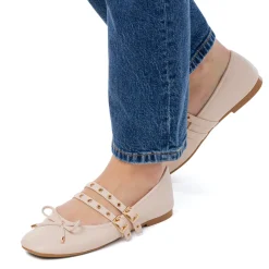 Ballerine beige da Donna con fibbie e borchie Swish Jeans
