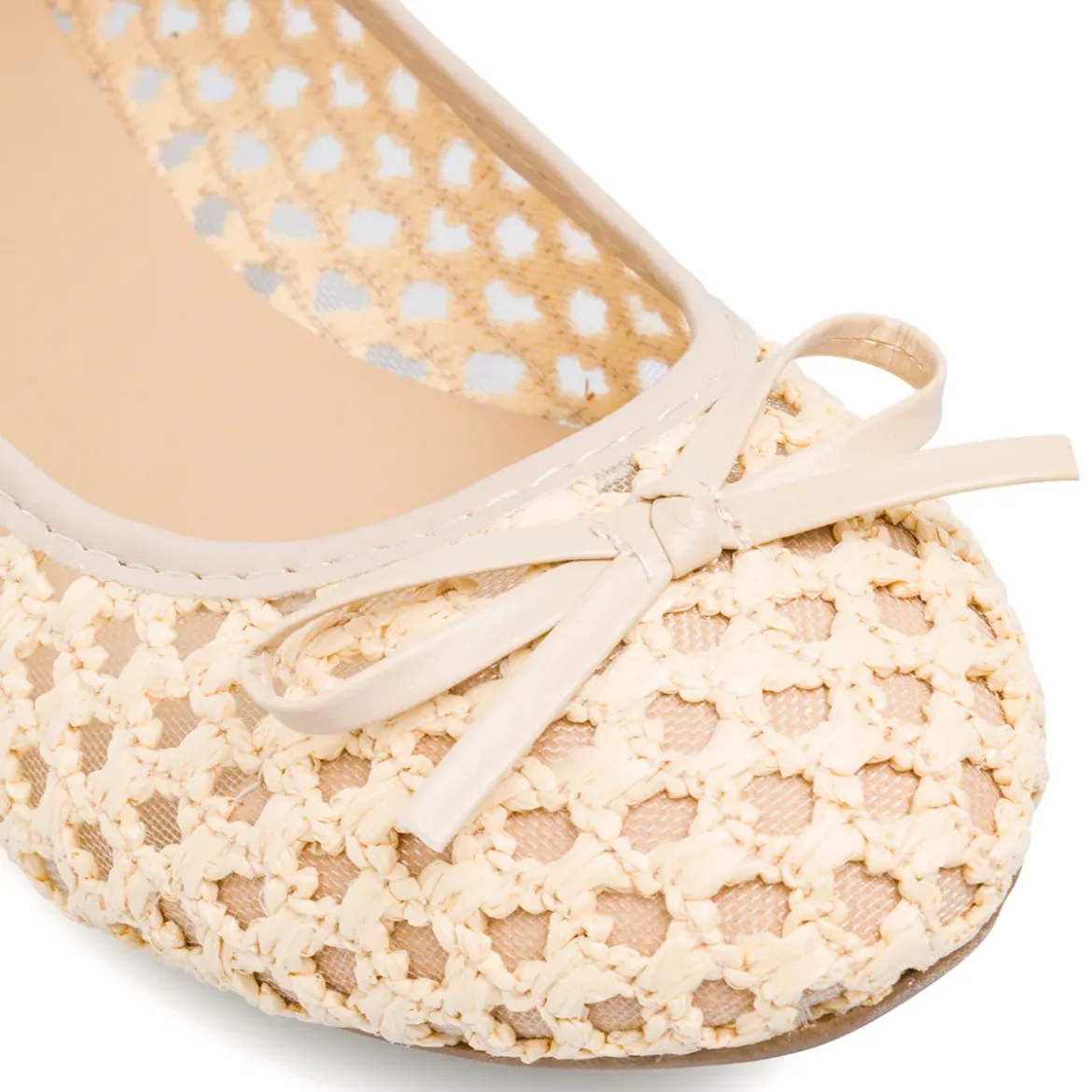 Ballerine beige da Donna traforate effetto crochet con fiocco Lora Ferres