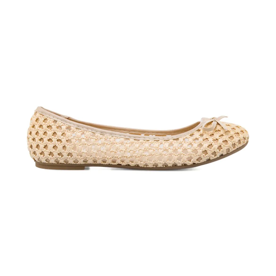 Ballerine beige da Donna traforate effetto crochet con fiocco Lora Ferres