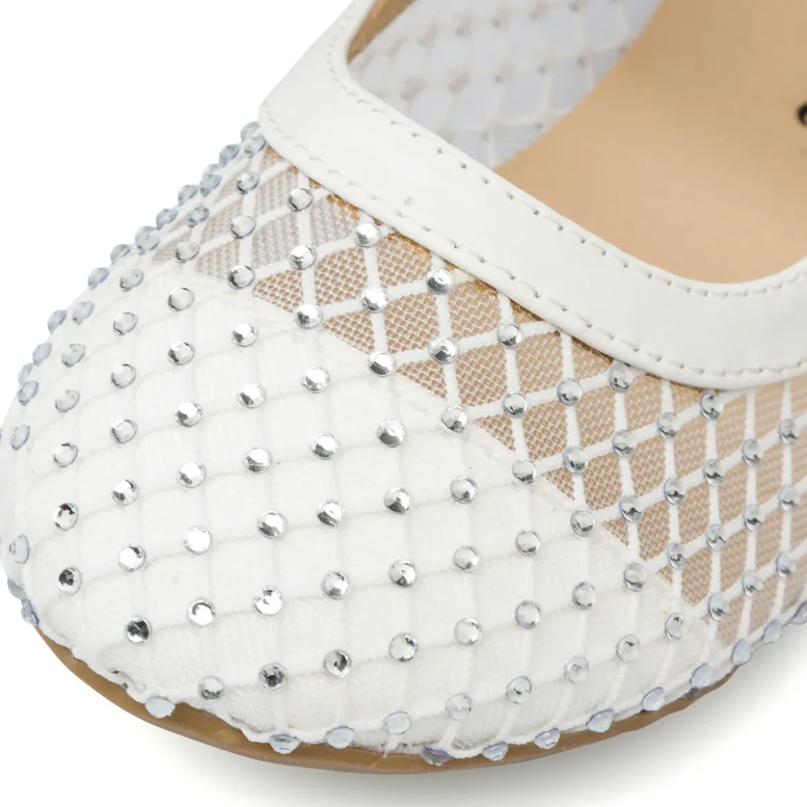Ballerine bianche con tramatura a rete da Ragazza con strass Dieci Baci