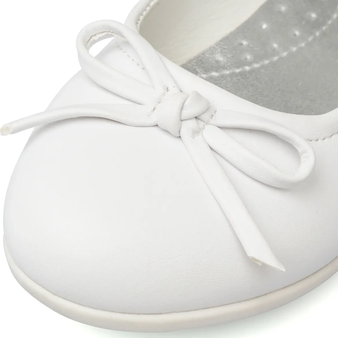 Ballerine bianche da bambina con cinturino e dettagli Dieci Baci