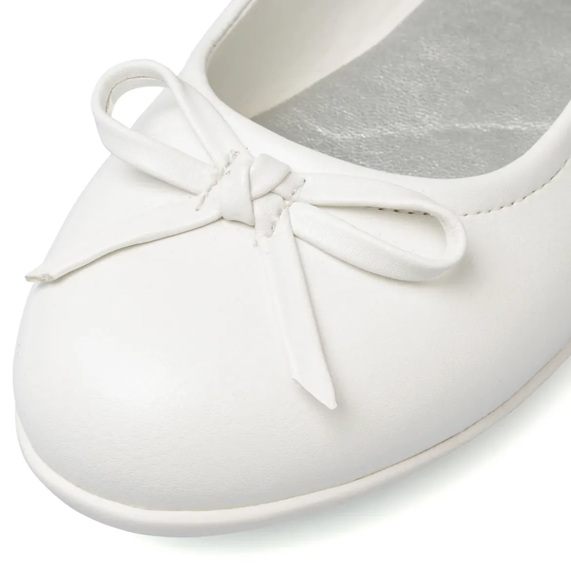 Ballerine bianche da ragazza con strass sul cinturino 10 Baci