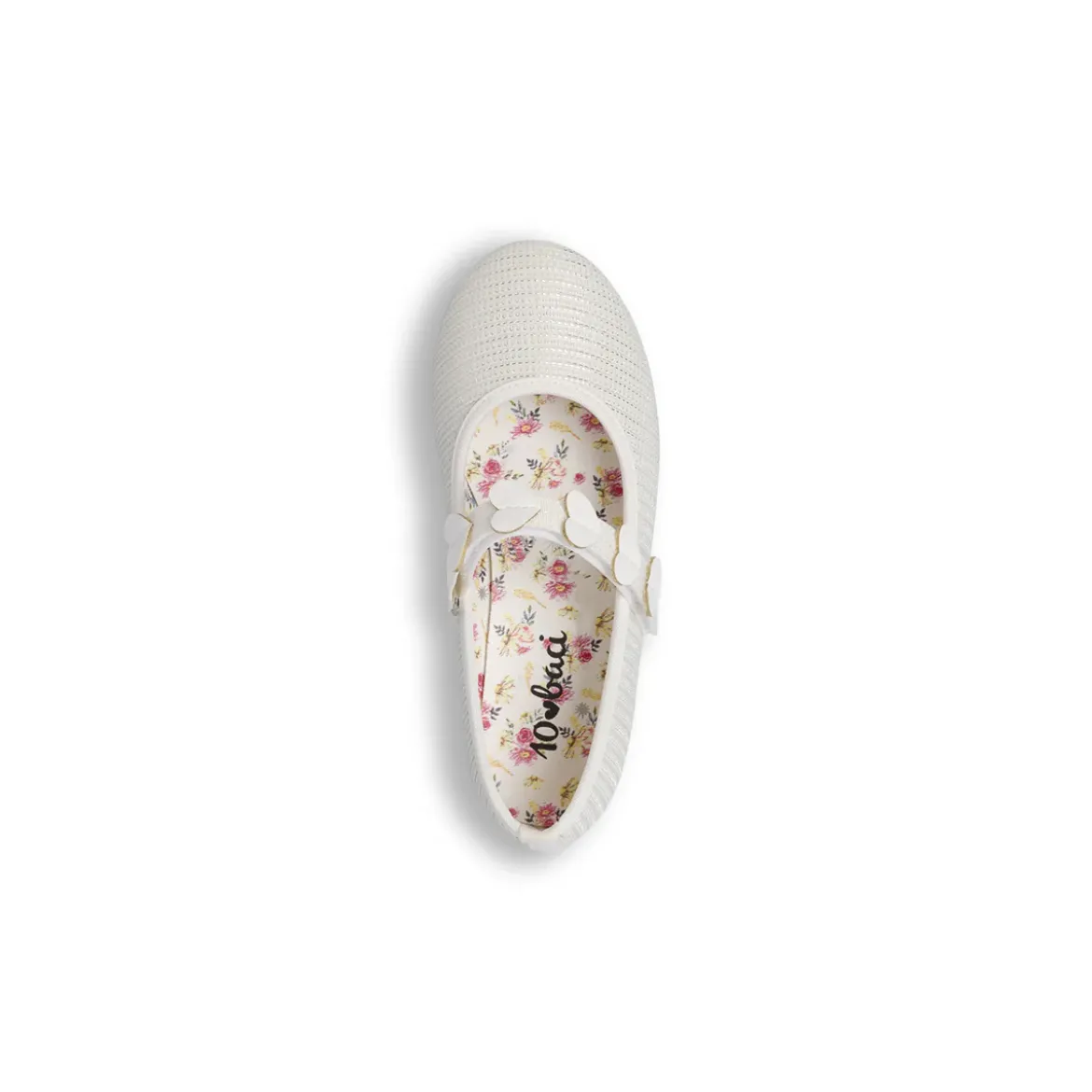 Ballerine da Bambina bianche con texture glitterata Dieci Baci