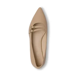 Ballerine da donna beige a punta con doppia fibbia dorata Lora Ferres