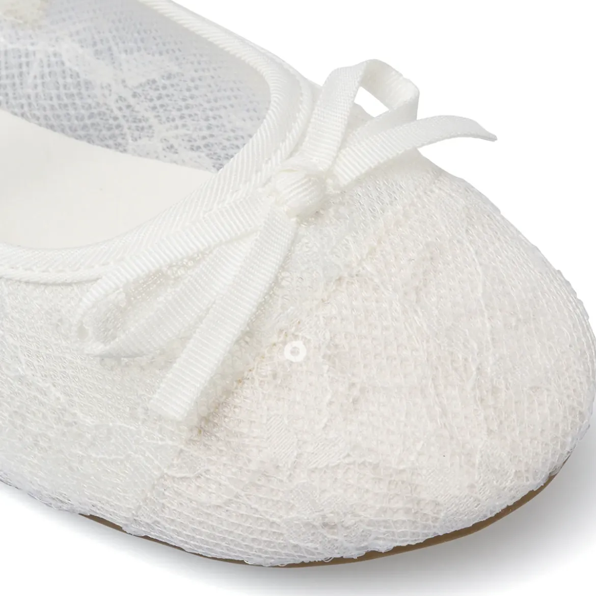 Ballerine da ragazza bianche in pizzo con paillettes Dieci Baci