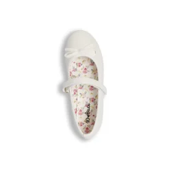Ballerine da ragazza bianco effetto perlato Dieci Baci con cinturino