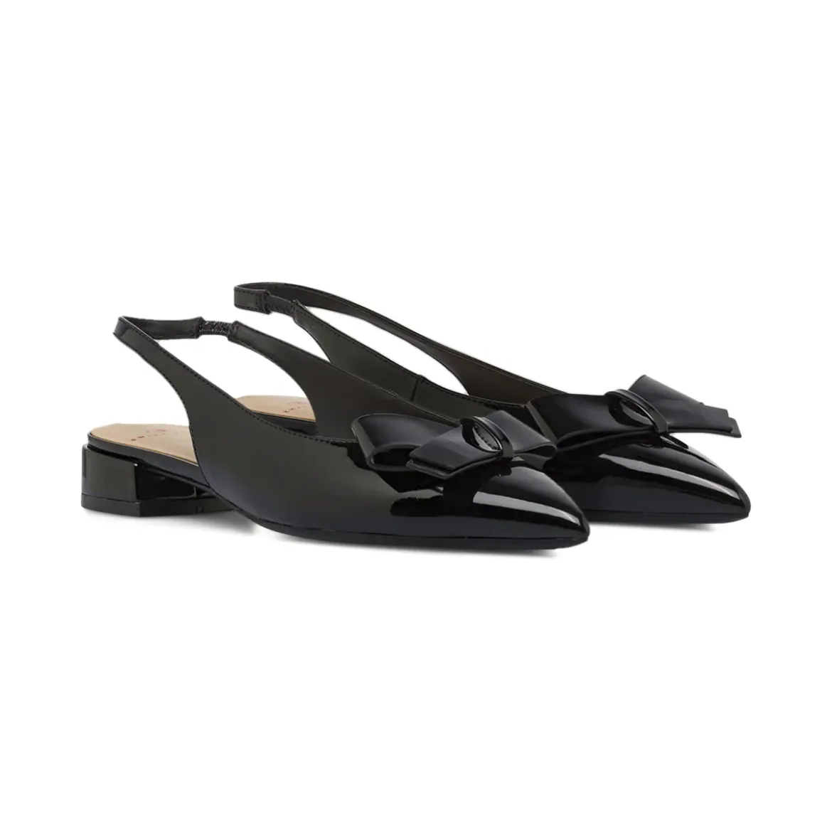 Ballerine Slingback da Donna nere in vernice con fiocco Swish Jeans