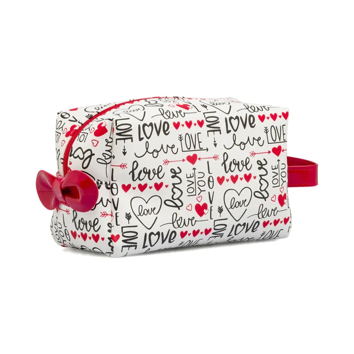 Beauty case Bianco Donna con stampa Love e fiocco rosso Camomilla
