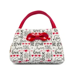 Beauty case Bianco Donna con stampa Love e manici vernice Camomilla