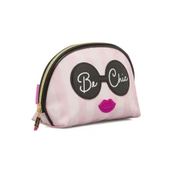 Beauty case da Donna Rosa a righe con grafica Be Chic charm Camomilla