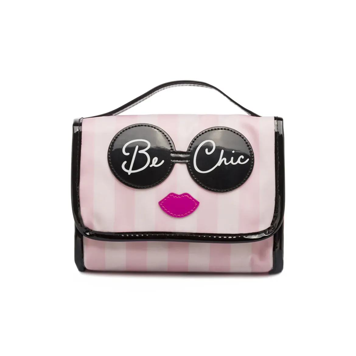 Beauty case da Donna Rosa a righe con grafica Be Chic Camomilla