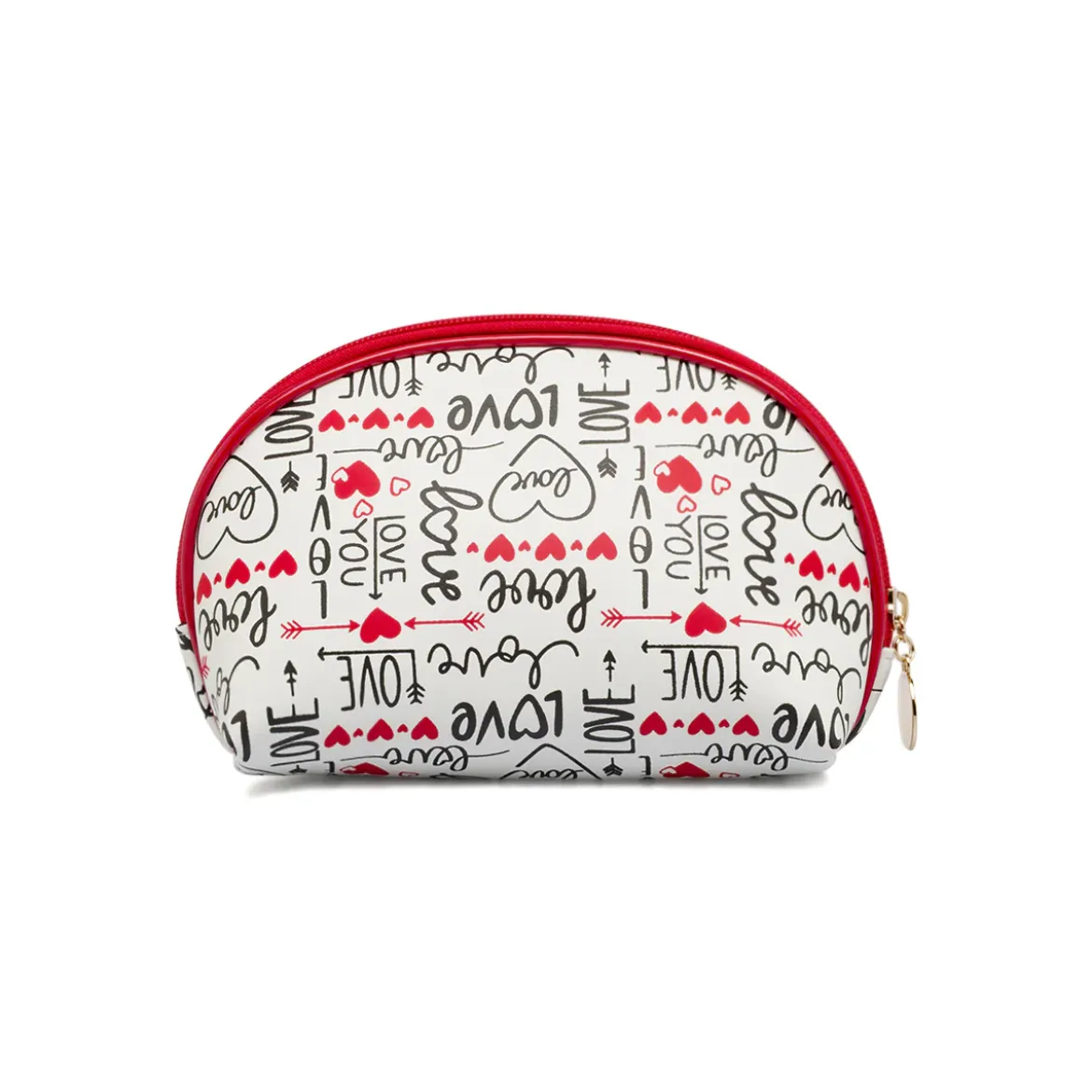 Beauty case Donna Bianco con fantasia cuori e fiocco rosso Camomilla
