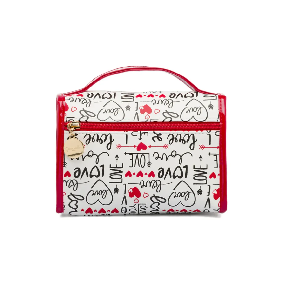 Beauty case Donna Bianco con stampa cuori e chiusura velcro Camomilla