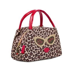 Beauty case Donna Maculato con manici rossi e patch glitter Camomilla