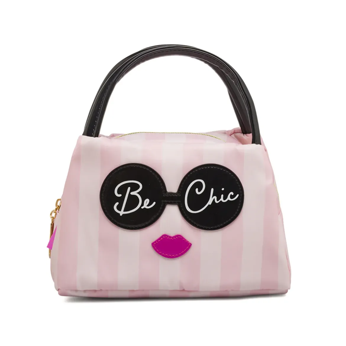Beauty case Donna Rosa a righe con manici e grafica Be Chic Camomilla