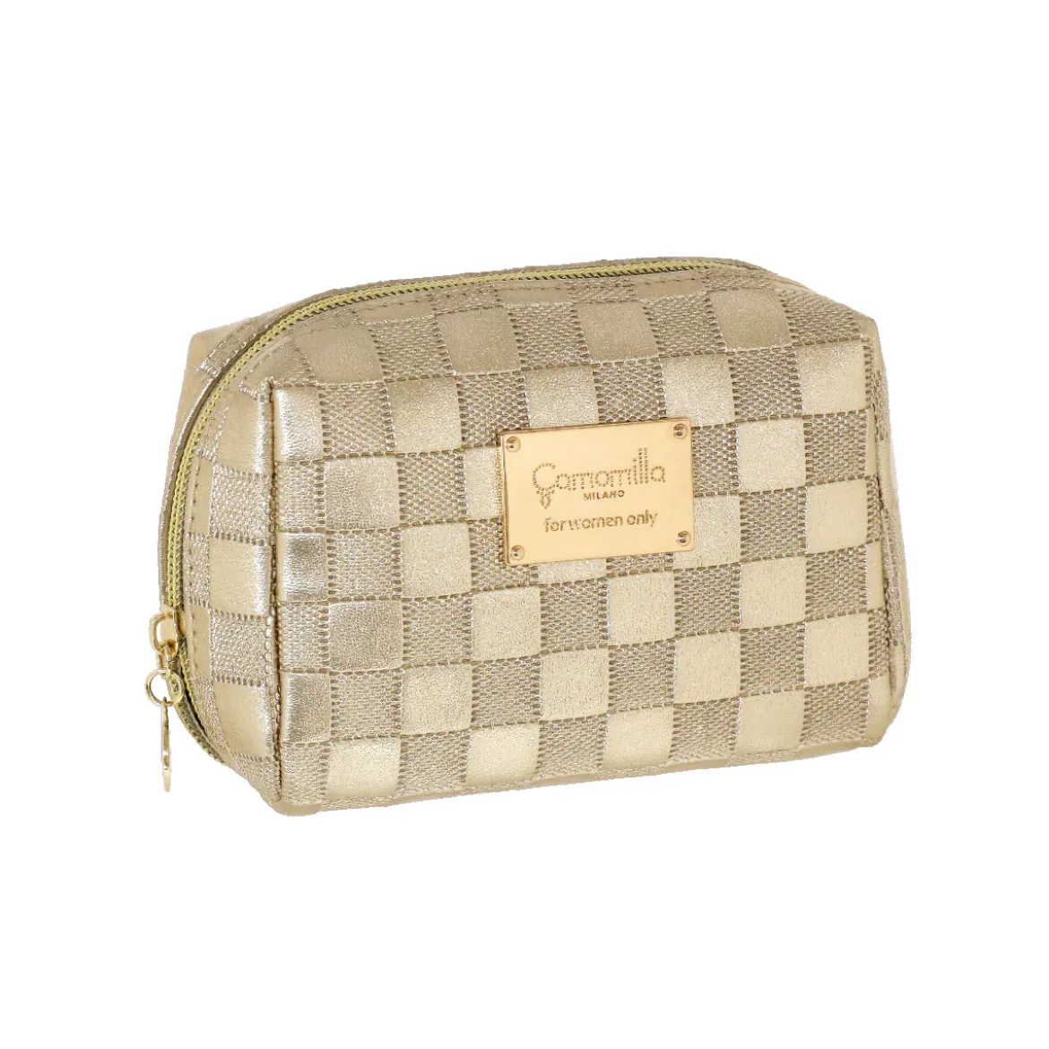 Beauty case dorato da Donna con motivo a quadri Camomilla Milano