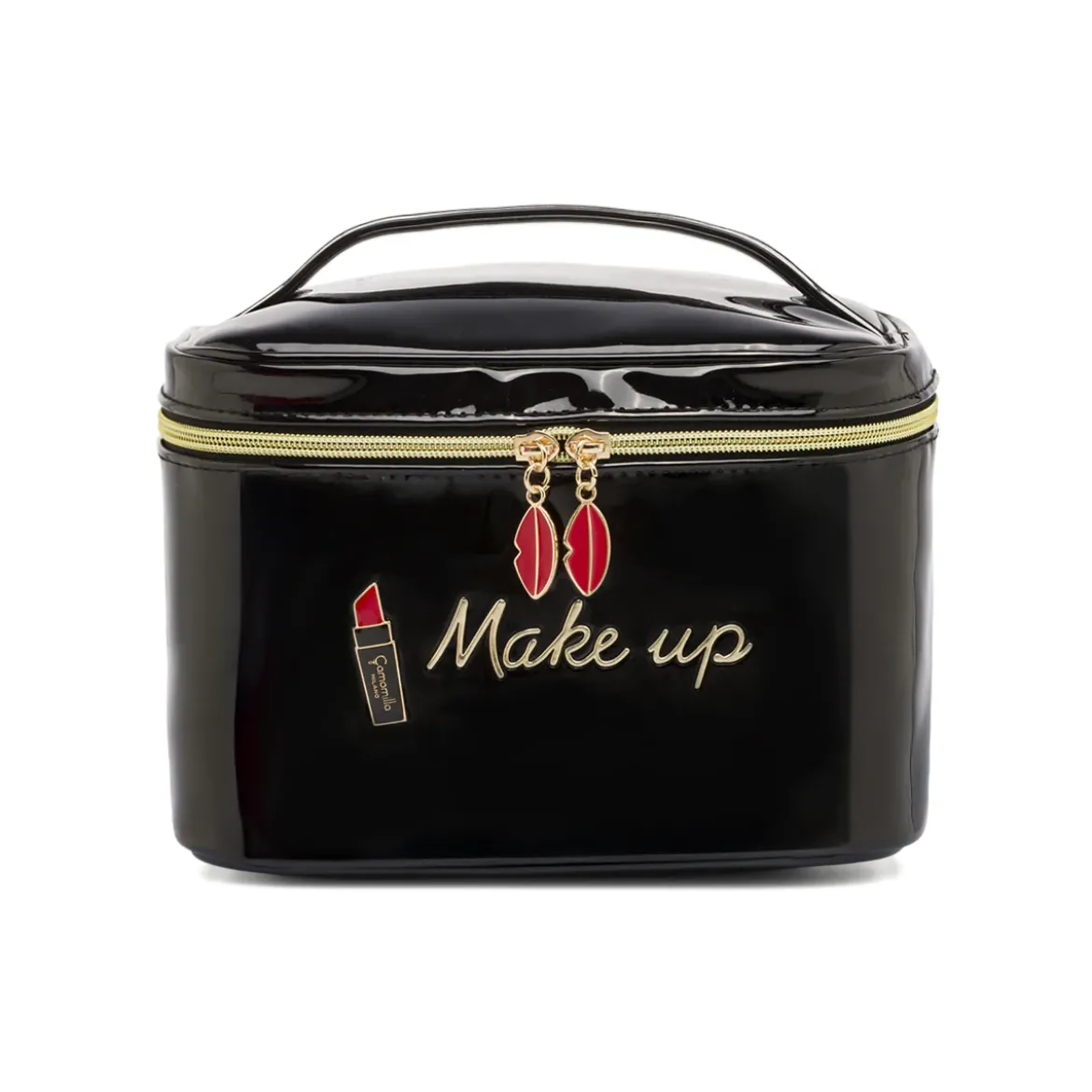 Beauty case Nero da Donna con scritta Make up e charms Camomilla