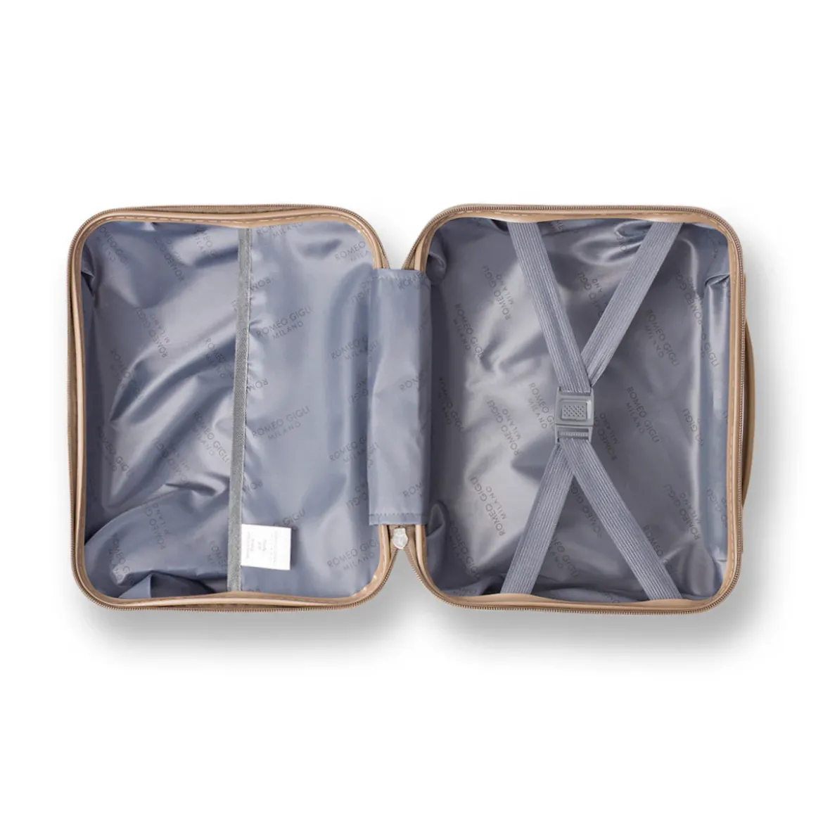 Beauty case rigido da viaggio beige con fascia Romeo Gigli Milano