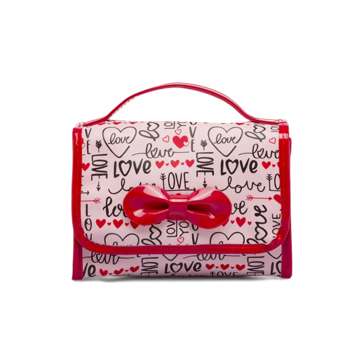 Beauty case Rosa Donna con fantasia cuori e chiusura velcro Camomilla