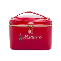 Beauty case Rosso da Donna effetto vernice con manico Camomilla