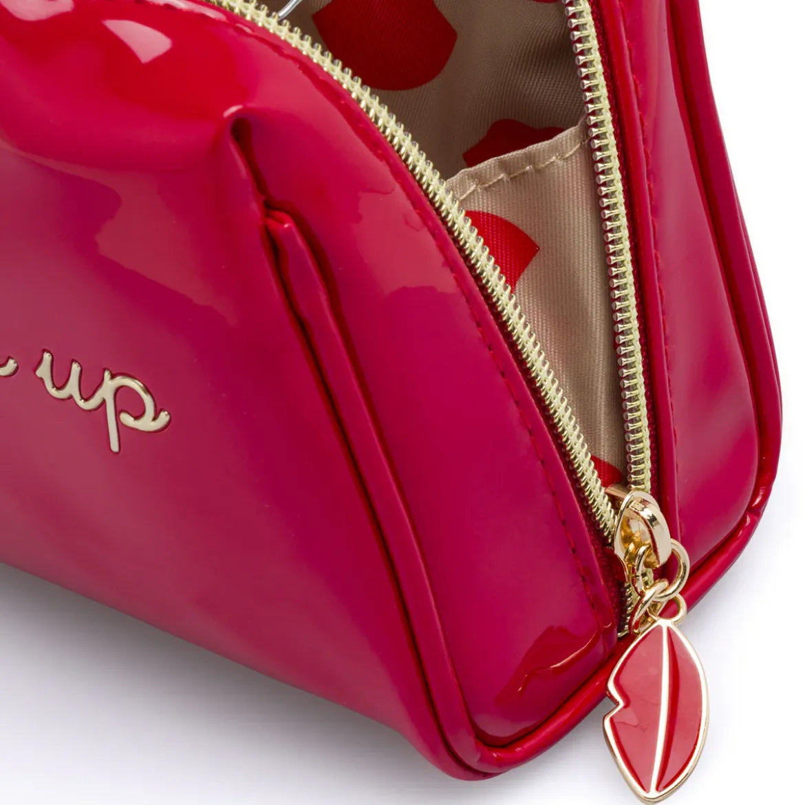 Beauty case Rosso Donna effetto vernice con scritta Make up Camomilla