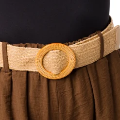 Bermuda Marroni da Donna con tasche a filetto e cintura in Rafia Swish Jeans