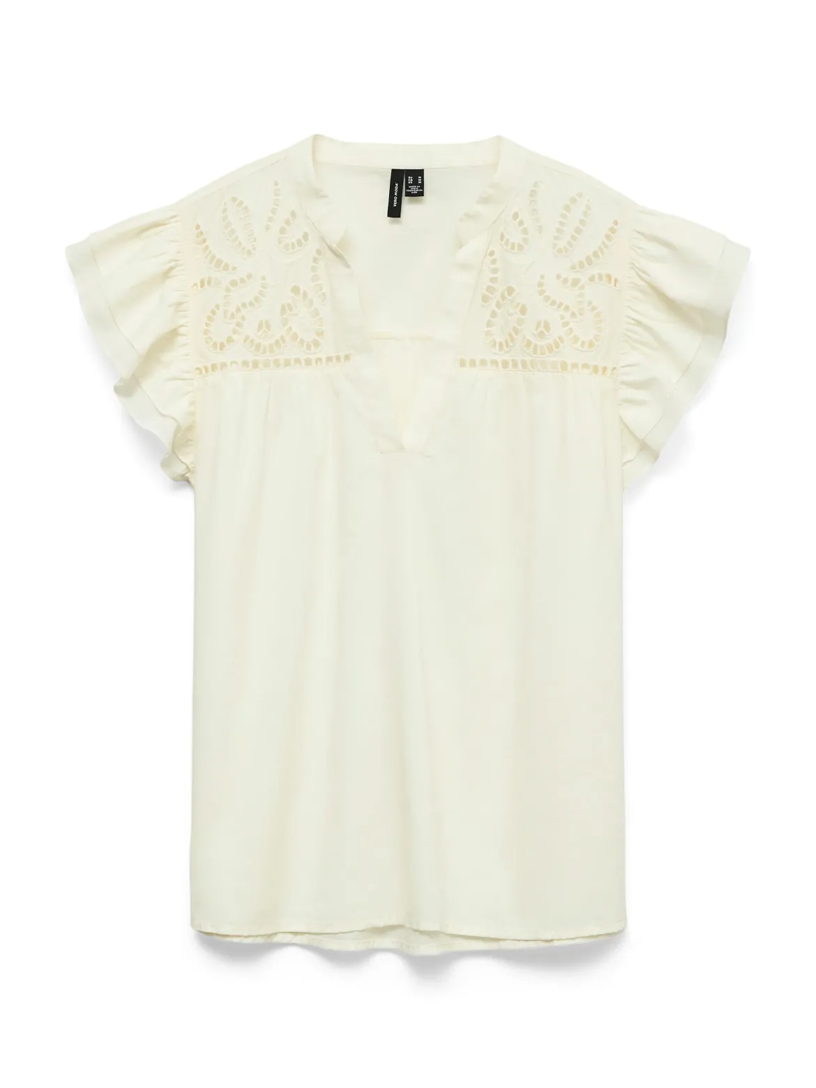 Blusa a maniche corte bianca da Donna con ricami sciangallo Vero Moda