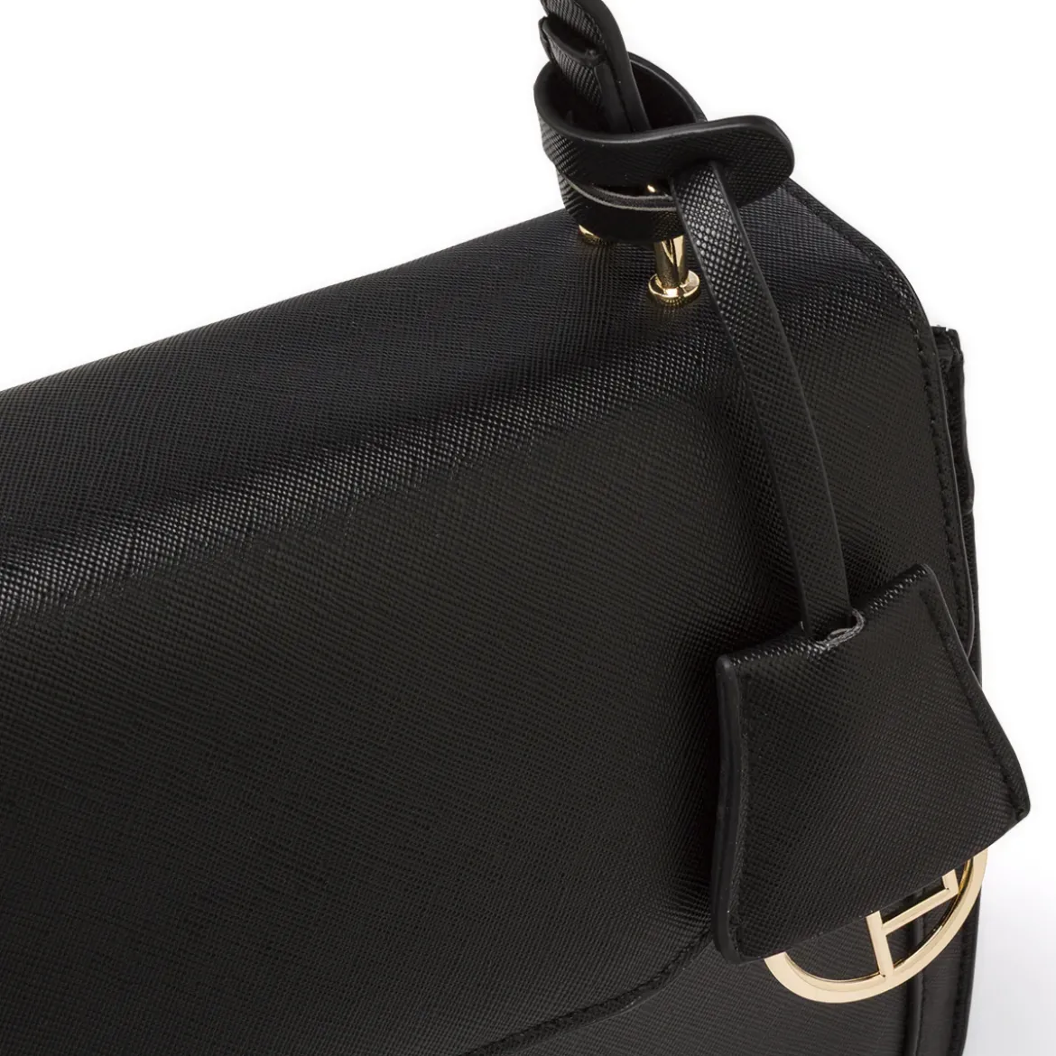Borsa a mano da donna nera Lora Ferres con tracolla e dettagli oro