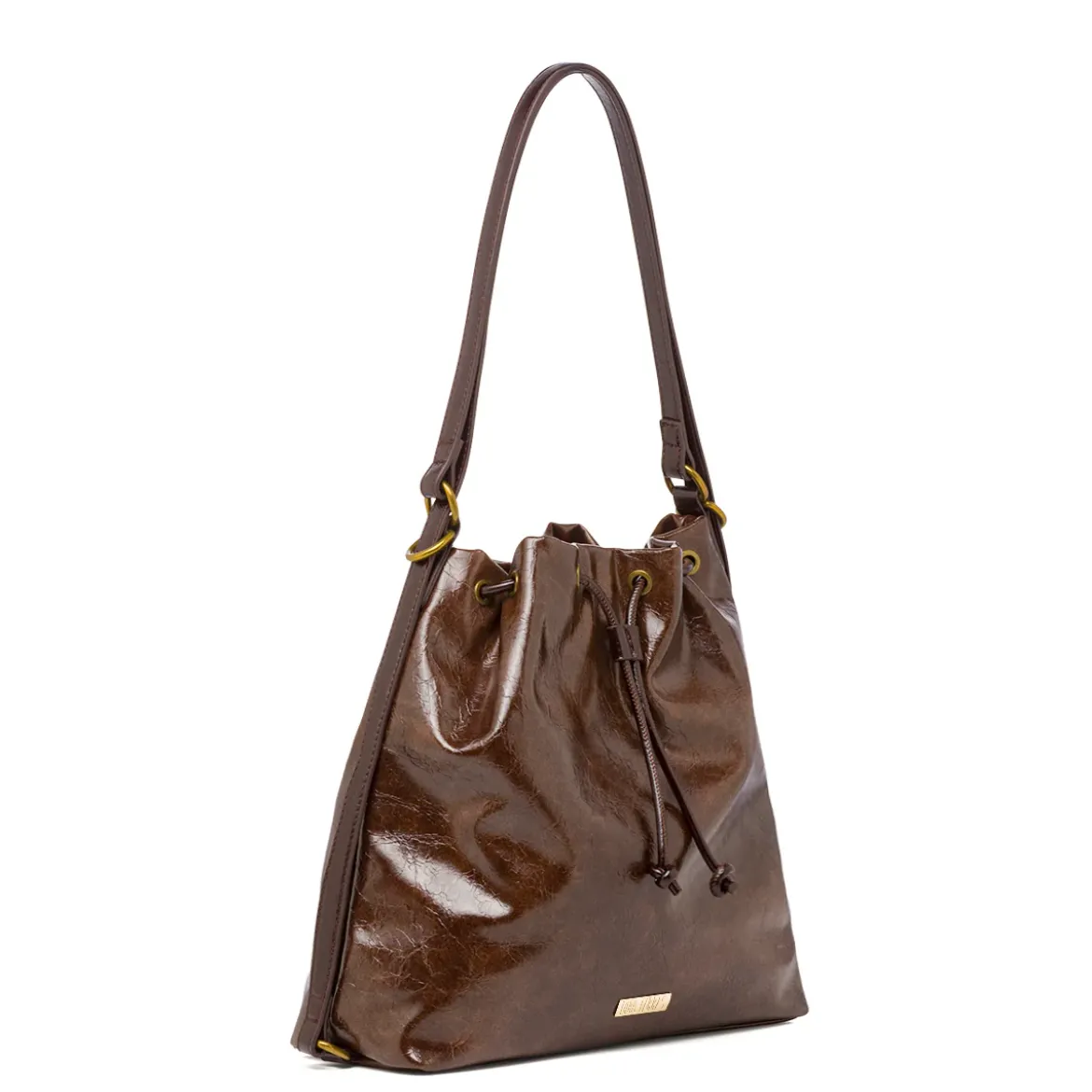 Borsa a secchiello marrone da Donna Lora Ferres