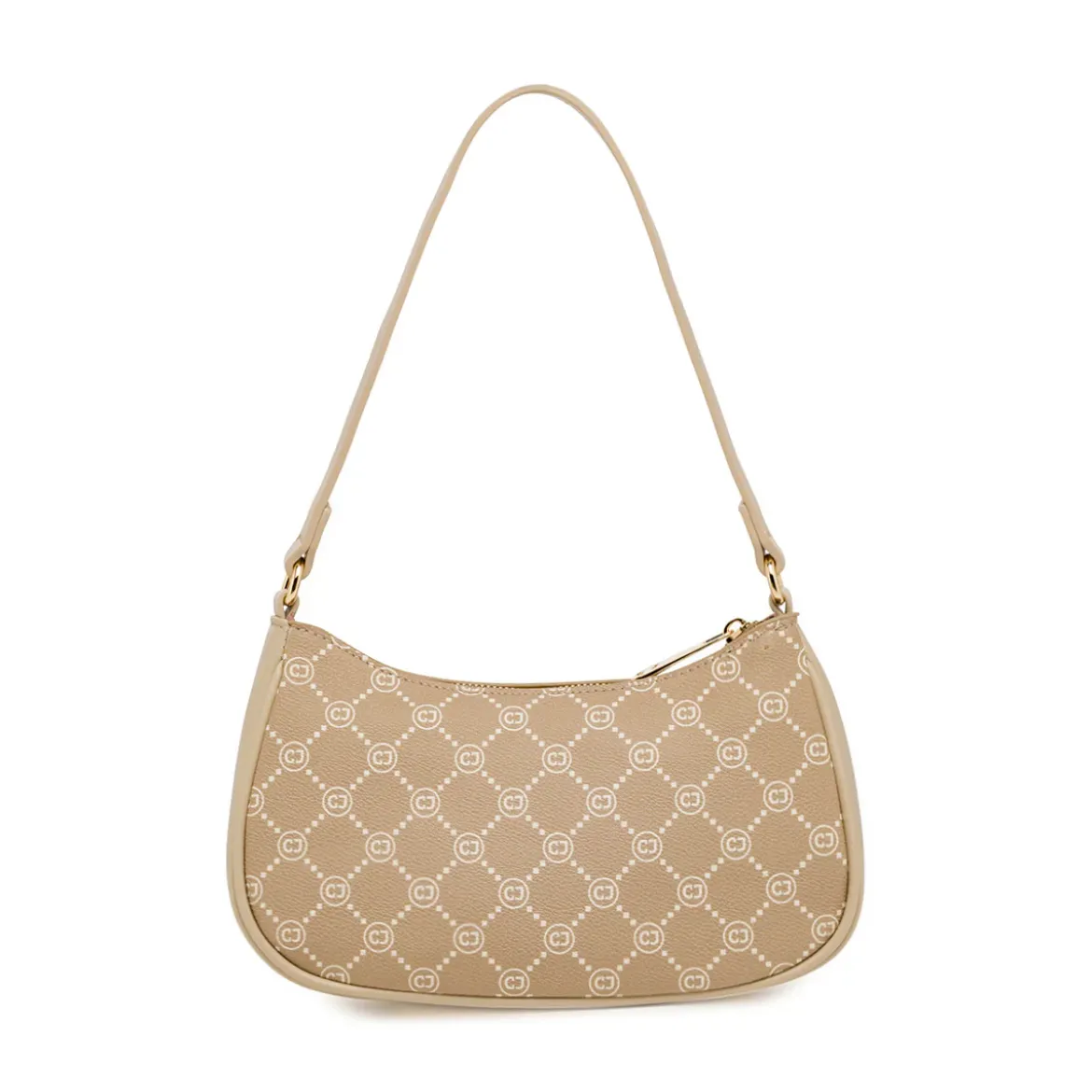Borsa a spalla beige da Donna con stampa monogram Carrera Jeans