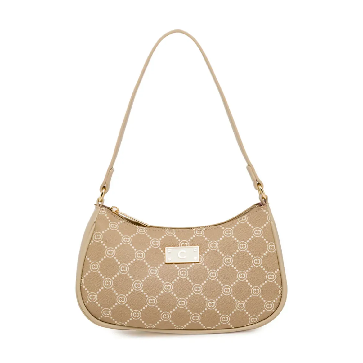 Borsa a spalla beige da Donna con stampa monogram Carrera Jeans