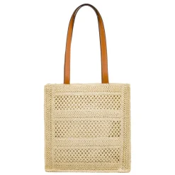 Borsa a spalla beige da Donna effetto paglia con patch Swish Jeans