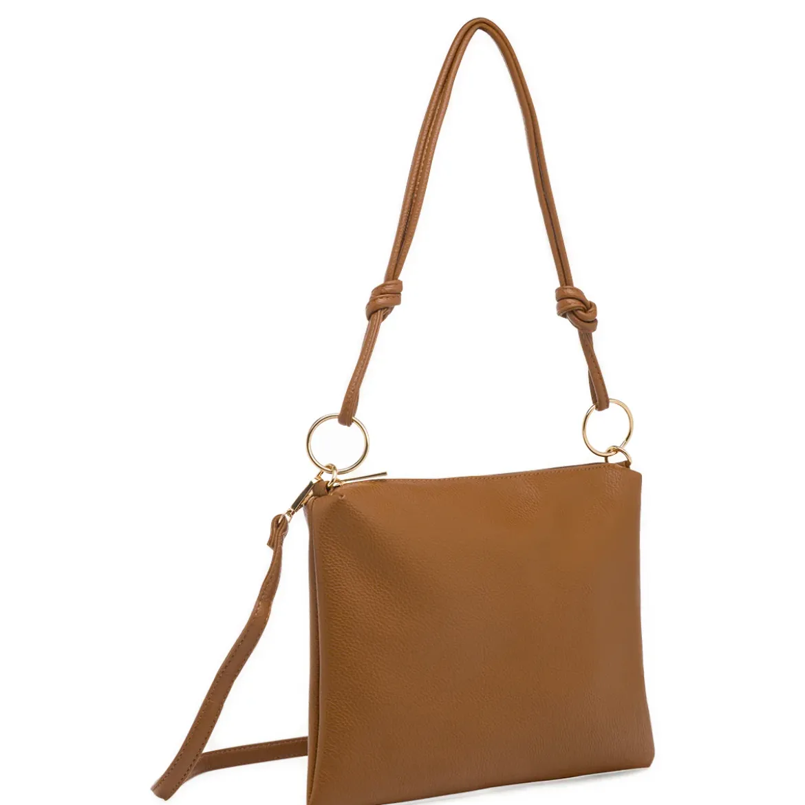 Borsa a spalla color cuoio da Donna con rifiniture dorate Lora Ferres