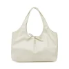 Borsa a spalla da donna bianca Lora Ferres morbida con fiocco