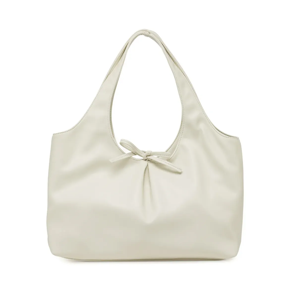 Borsa a spalla da donna bianca Lora Ferres morbida con fiocco