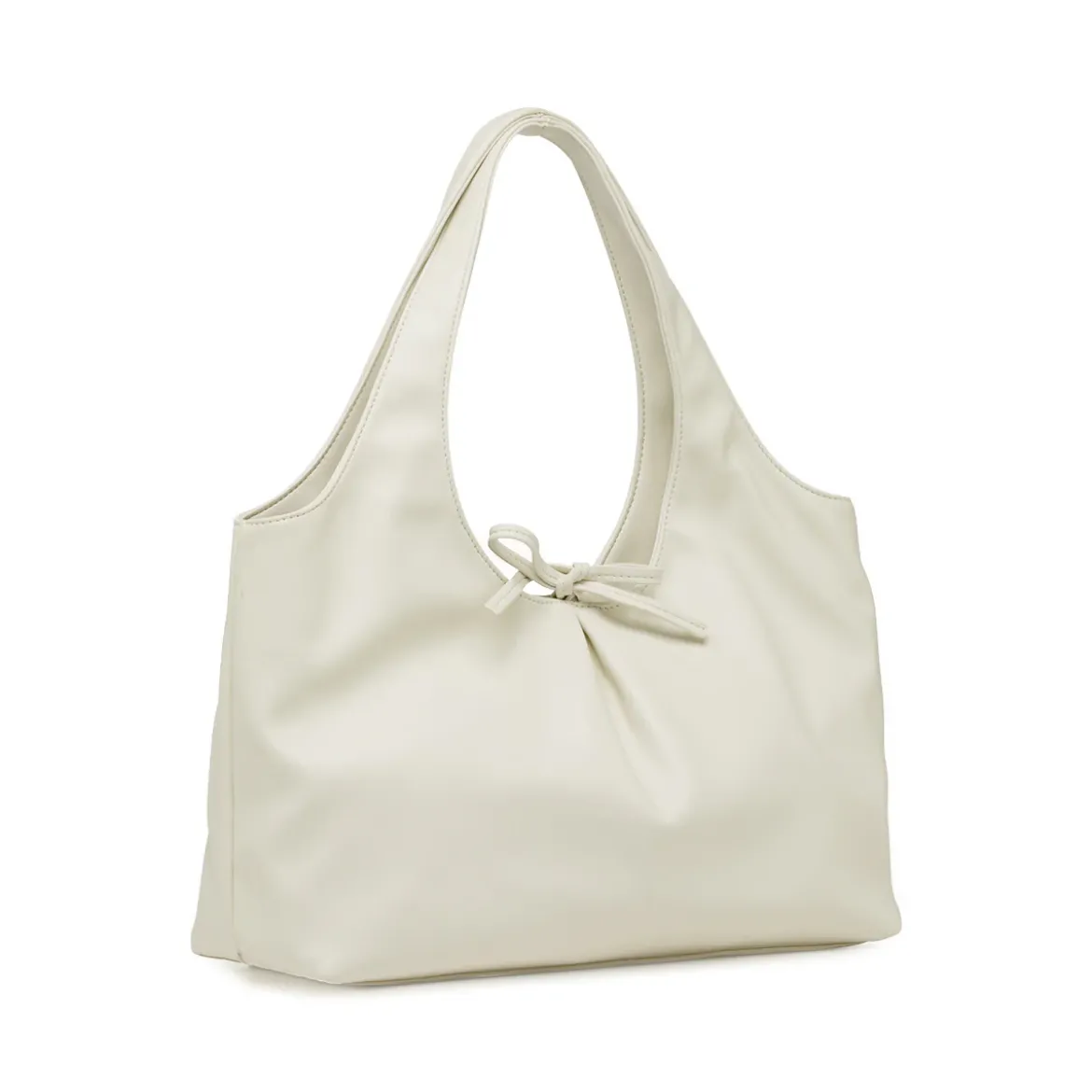 Borsa a spalla da donna bianca Lora Ferres morbida con fiocco