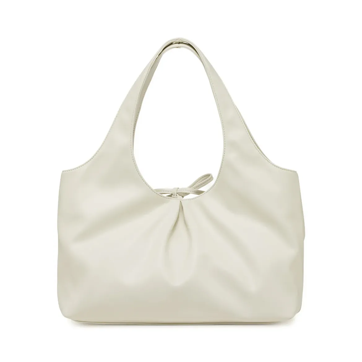 Borsa a spalla da donna bianca Lora Ferres morbida con fiocco