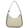 Borsa a spalla da donna Lora Ferres beige in tessuto con dettagli neri