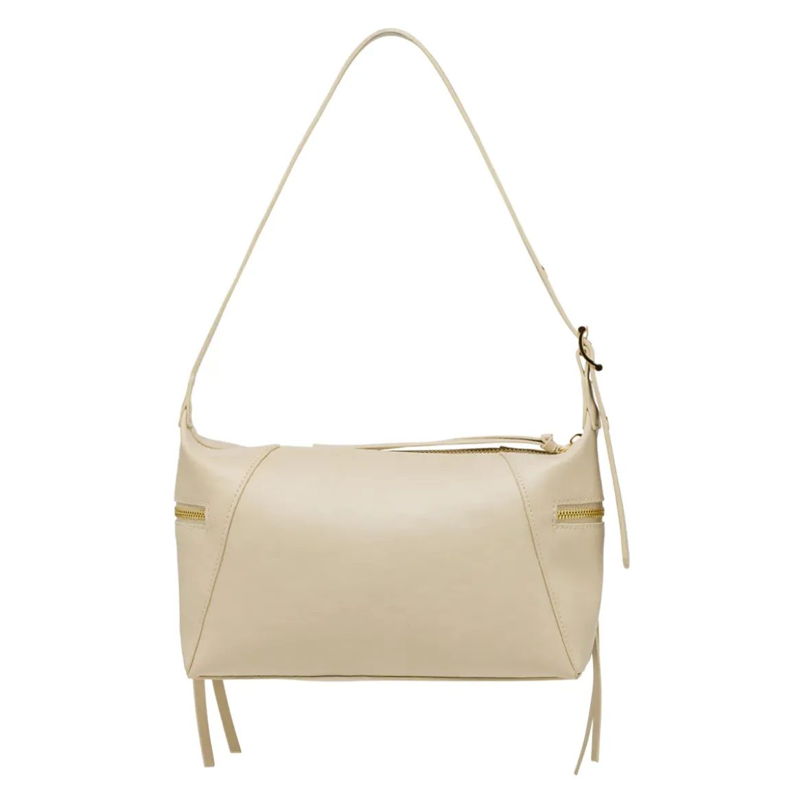Borsa a spalla da donna Lora Ferres bianco off white con inserti dorati