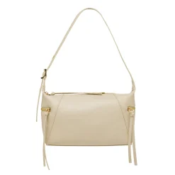 Borsa a spalla da donna Lora Ferres bianco off white con inserti dorati