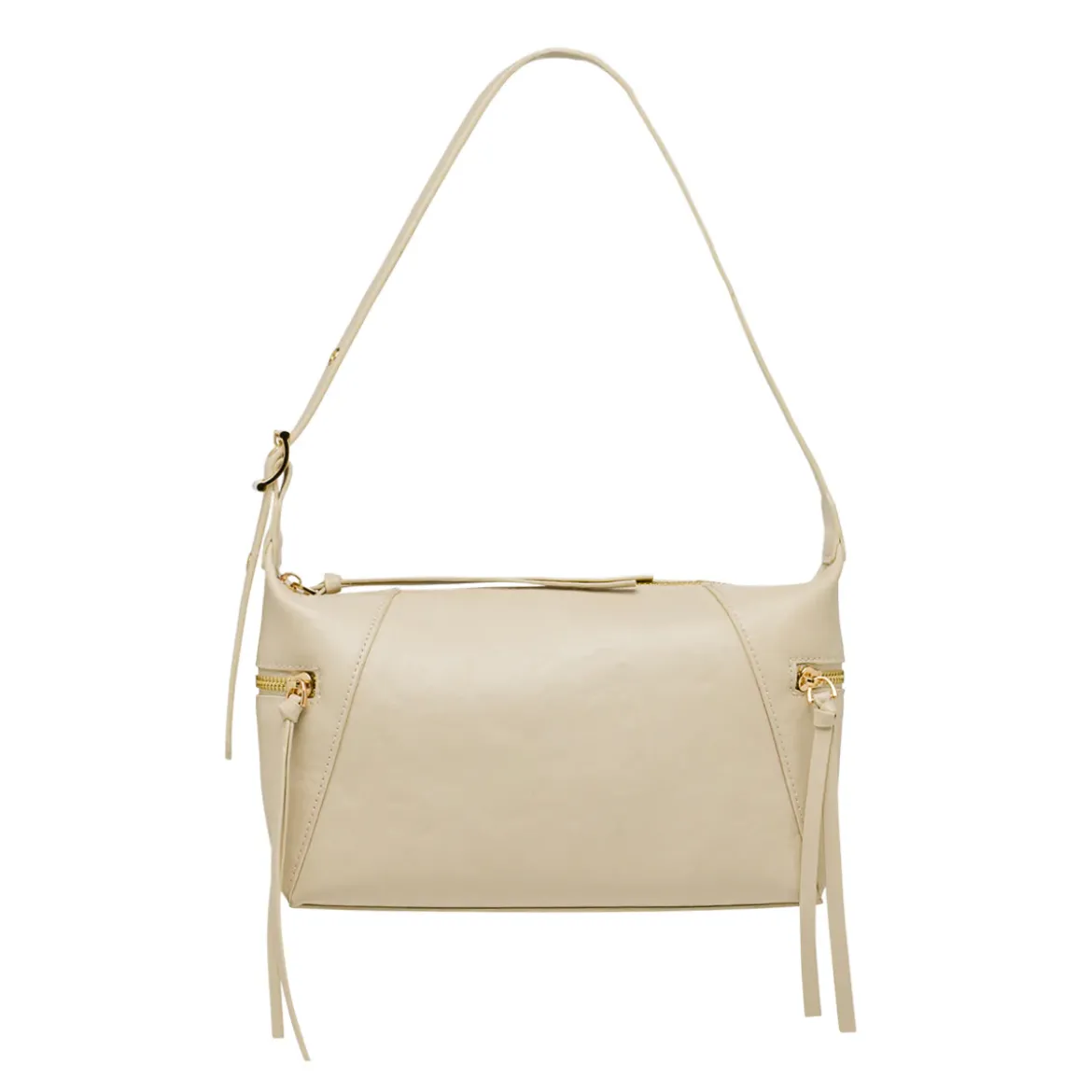 Borsa a spalla da donna Lora Ferres bianco off white con inserti dorati