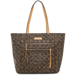 Borsa a spalla da Donna marrone con stampa logo Giulia Pieralli