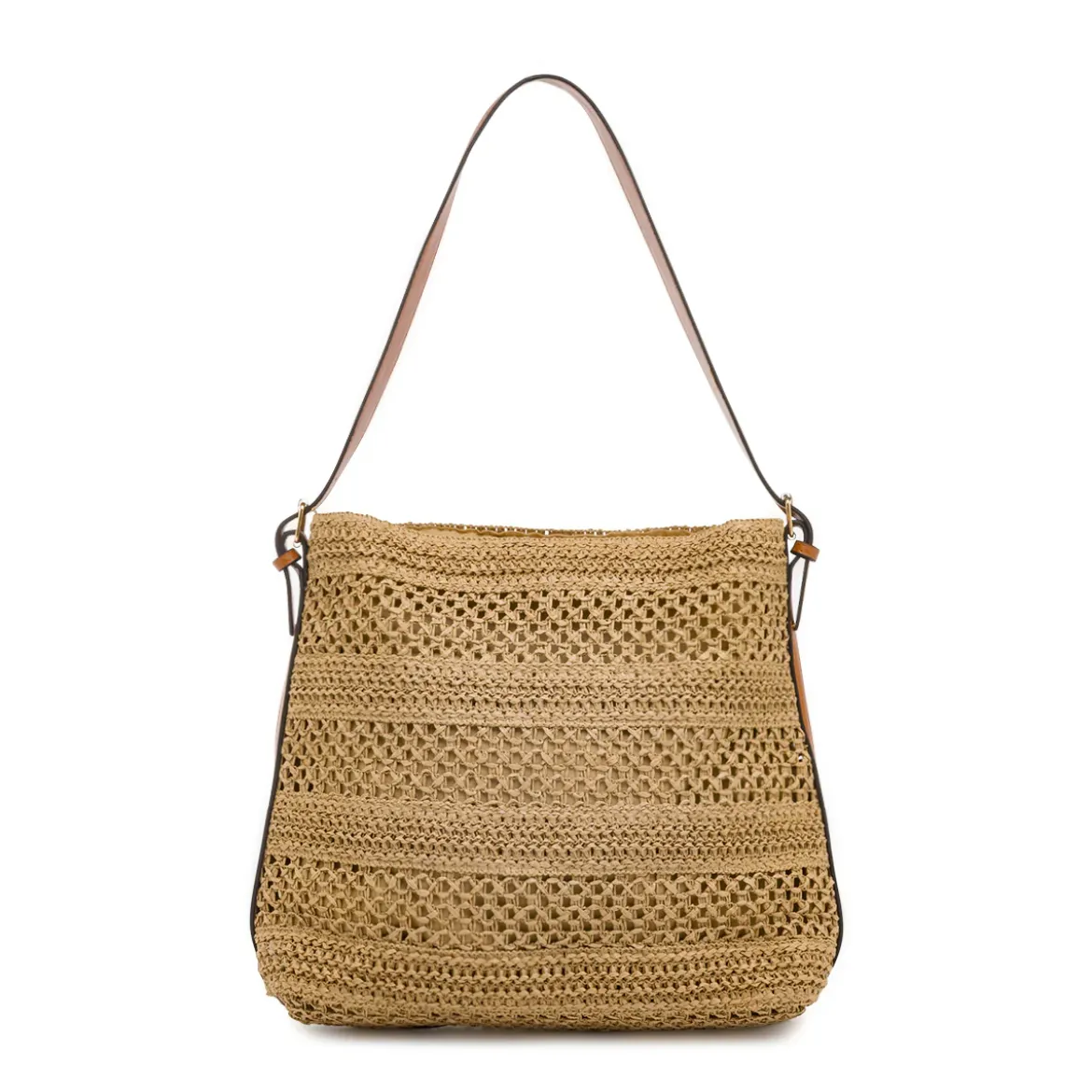 Borsa a spalla da Donna marrone effetto paglia con logo Swish Jeans