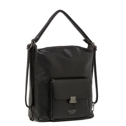Borsa a Spalla da Donna Nera con Tasca Frontale Swish Jeans