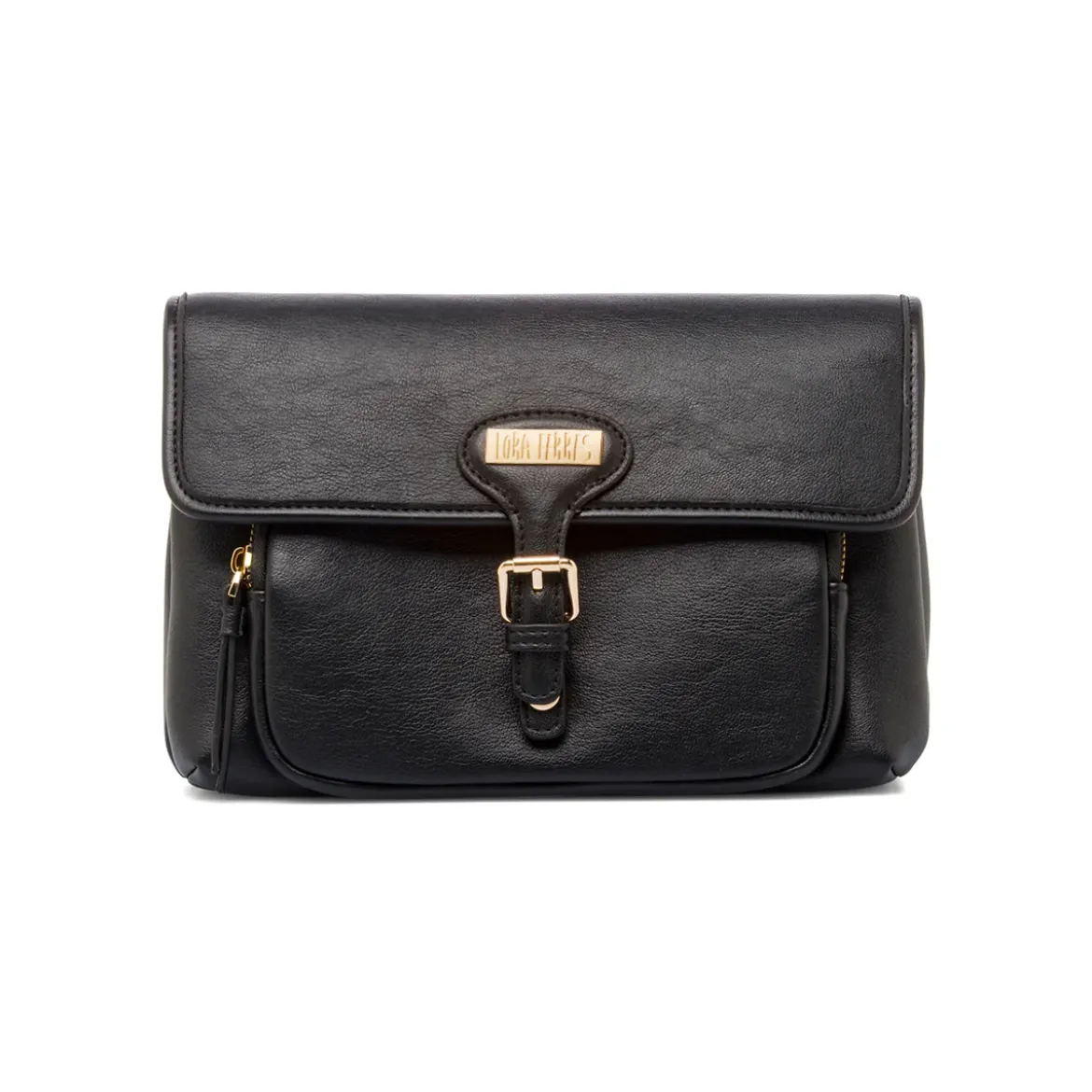 Borsa a Spalla da Donna Nera con Patta Lora Ferres
