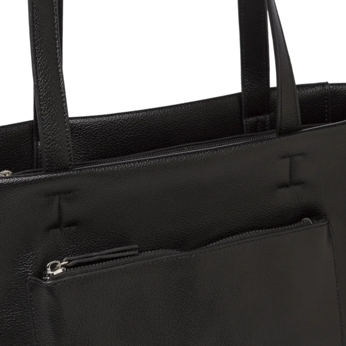 Borsa a spalla da donna nera Lora Ferres con zip e tasche esterne