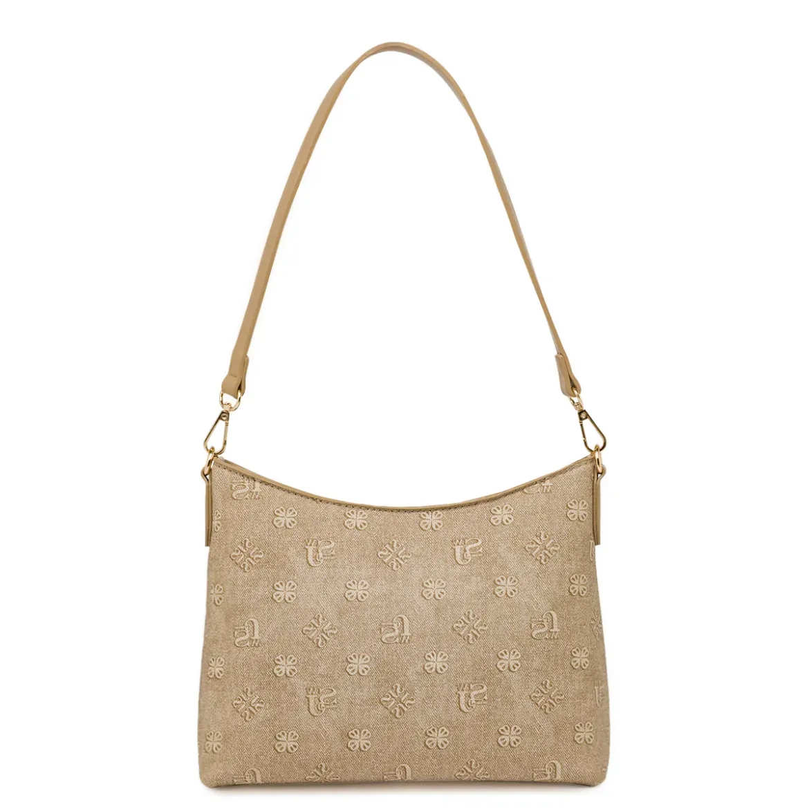 Borsa a Spalla Donna Beige con Logo All Over Swish Jeans