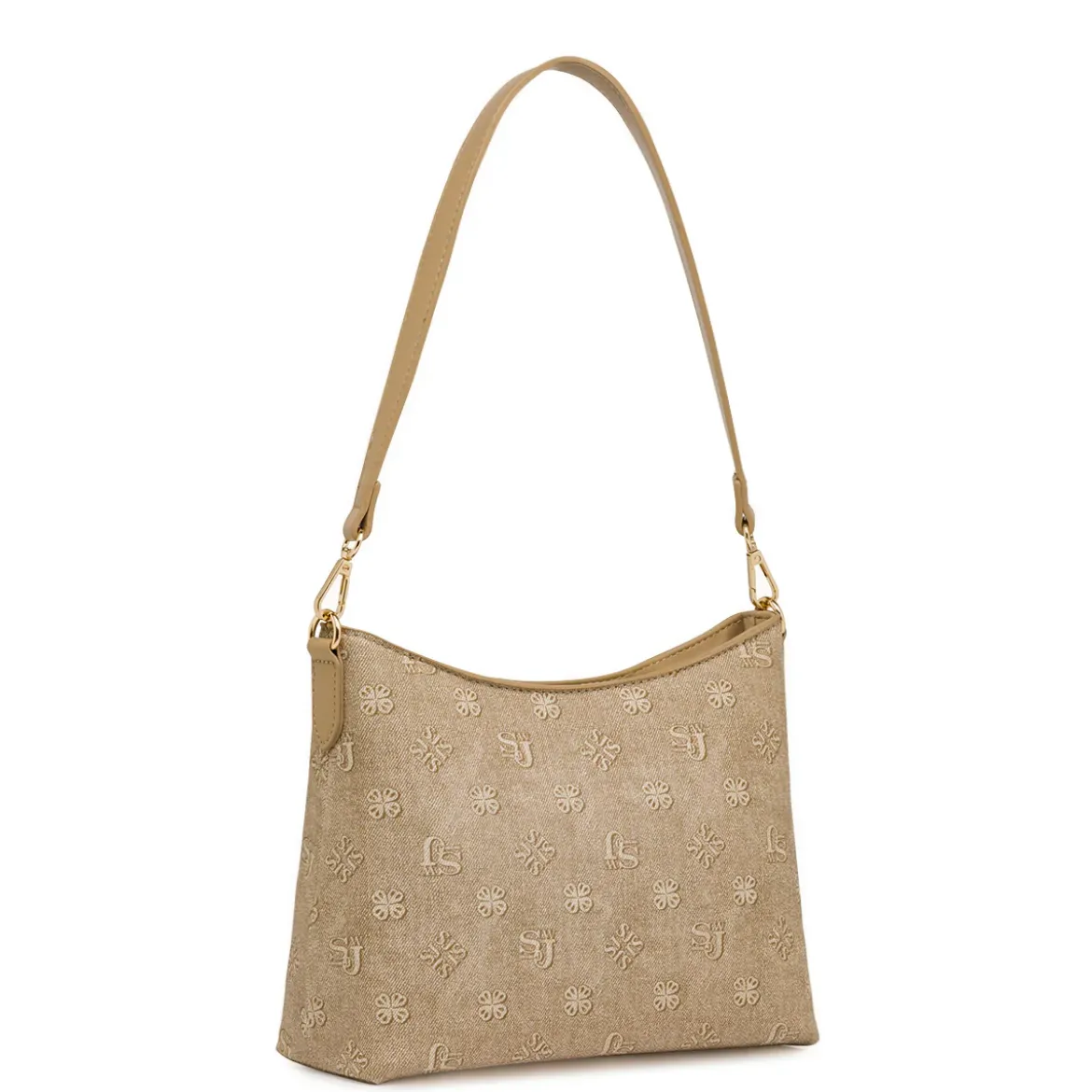 Borsa a Spalla Donna Beige con Logo All Over Swish Jeans
