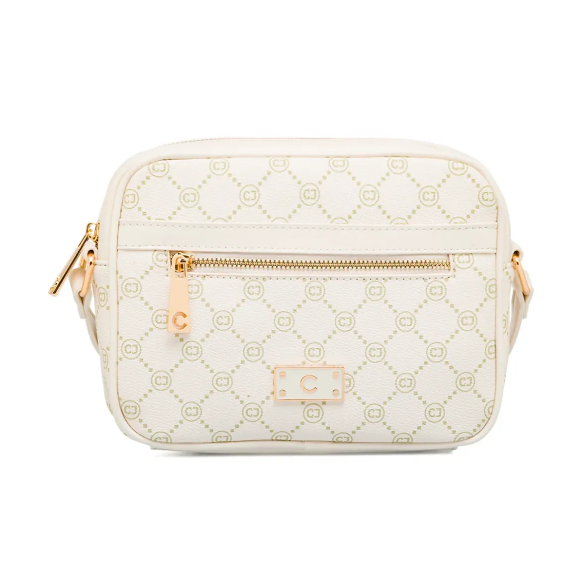 Borsa a tracolla Bianco Off White con logo stampato e zip dorata Carrera Jeans